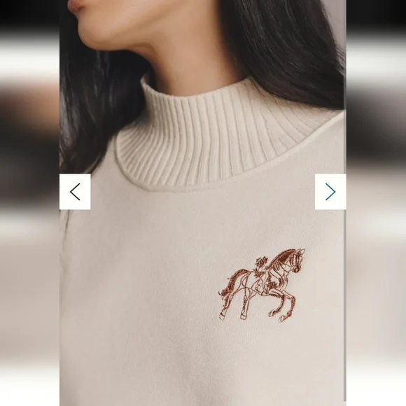 Maeve By Anthropologie Logan Turtleneck Sweater Western Equestrian Horse - Picture 3 of 13